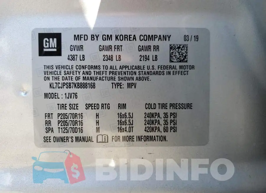 KL7CJPSB7KB888168 Photo# 13