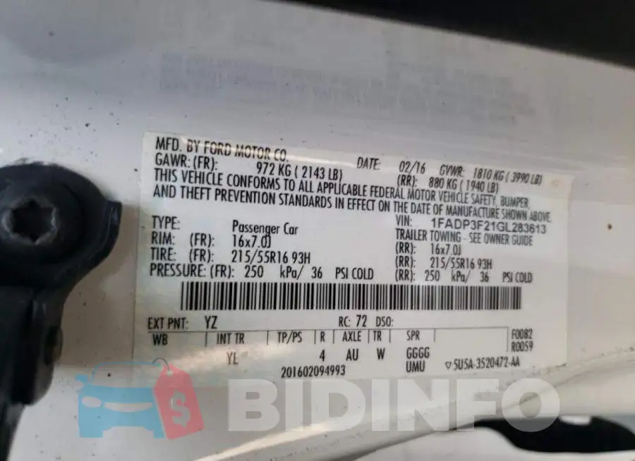1FADP3F21GL283613 Photo# 10