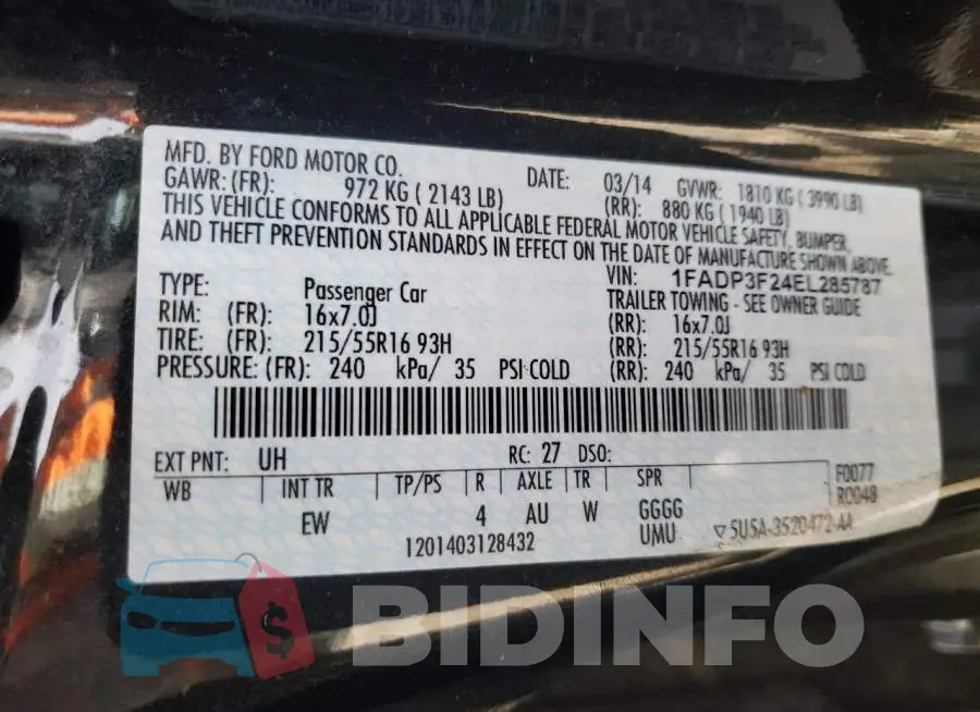 1FADP3F24EL285787 Photo# 13
