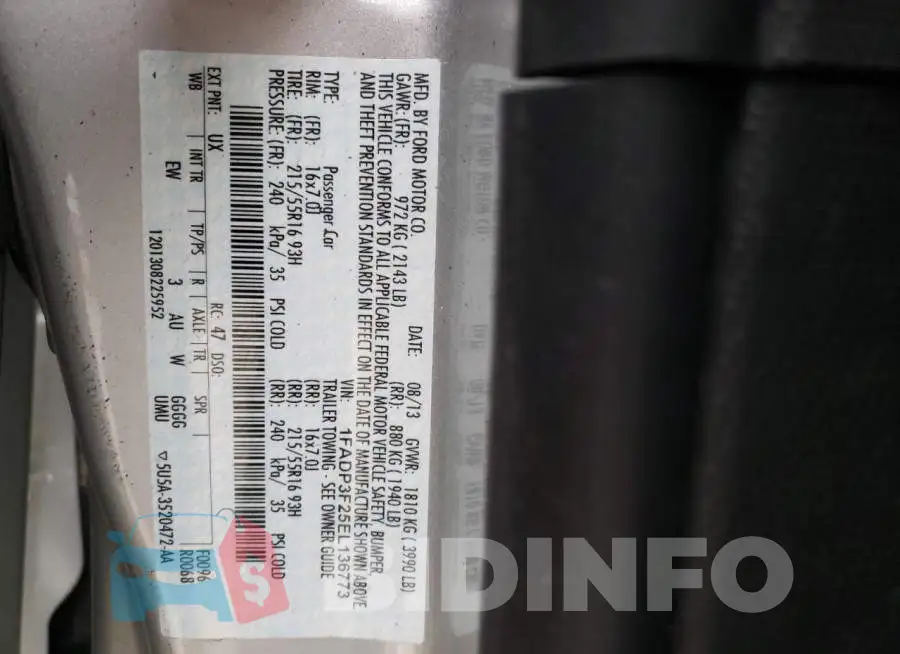 1FADP3F25EL136773 Photo# 12