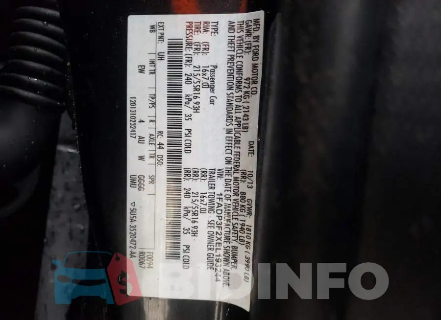 1FADP3F2XEL193244 Photo# 13