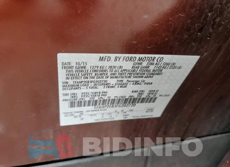 1FAHP2E83FG202720 Photo# 12