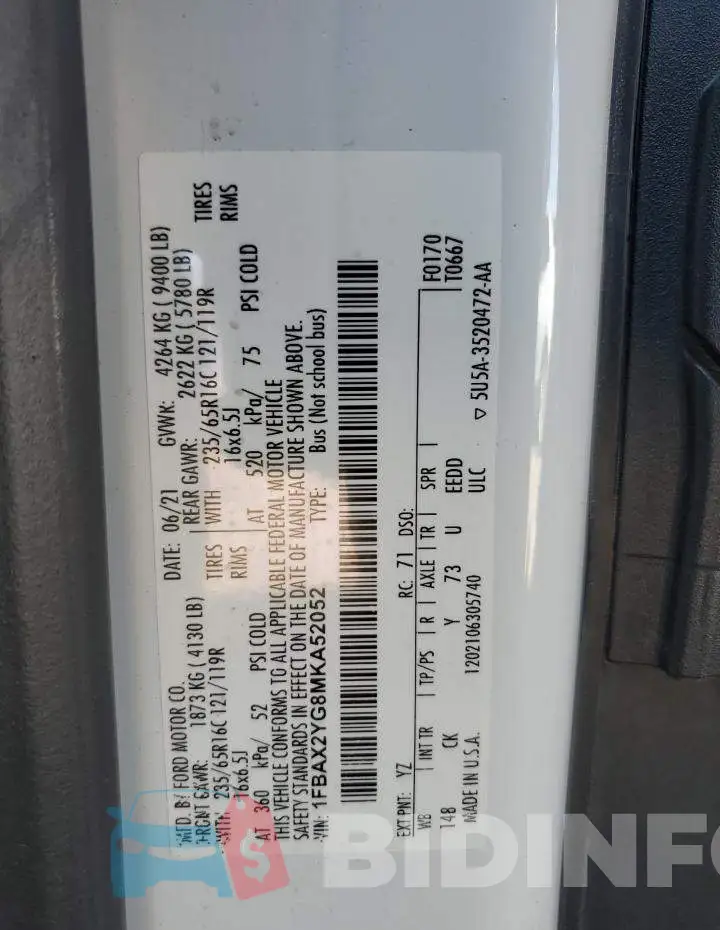 1FBAX2YG8MKA52052 Photo# 13