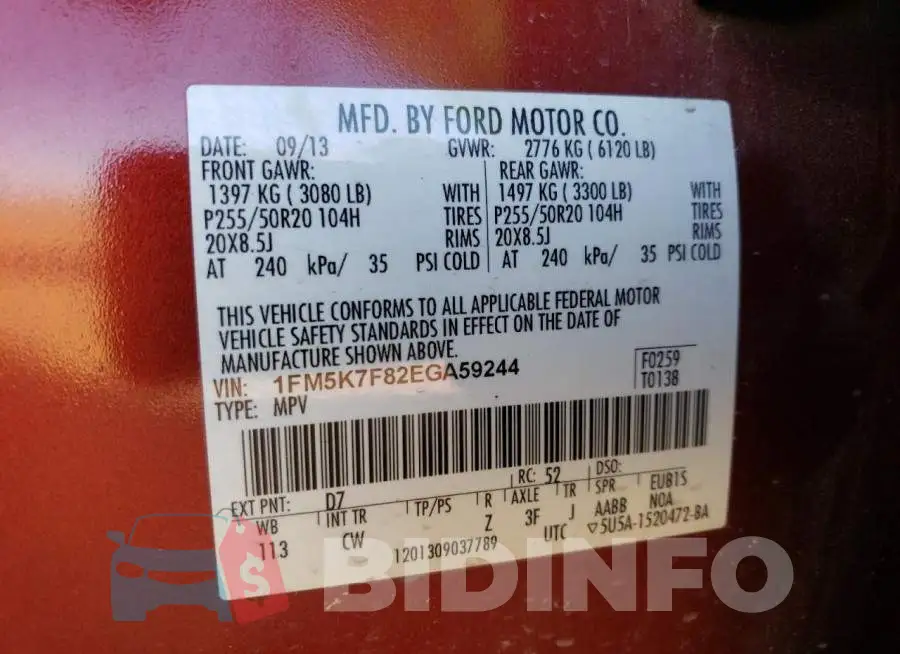 1FM5K7F82EGA59244 Photo# 14
