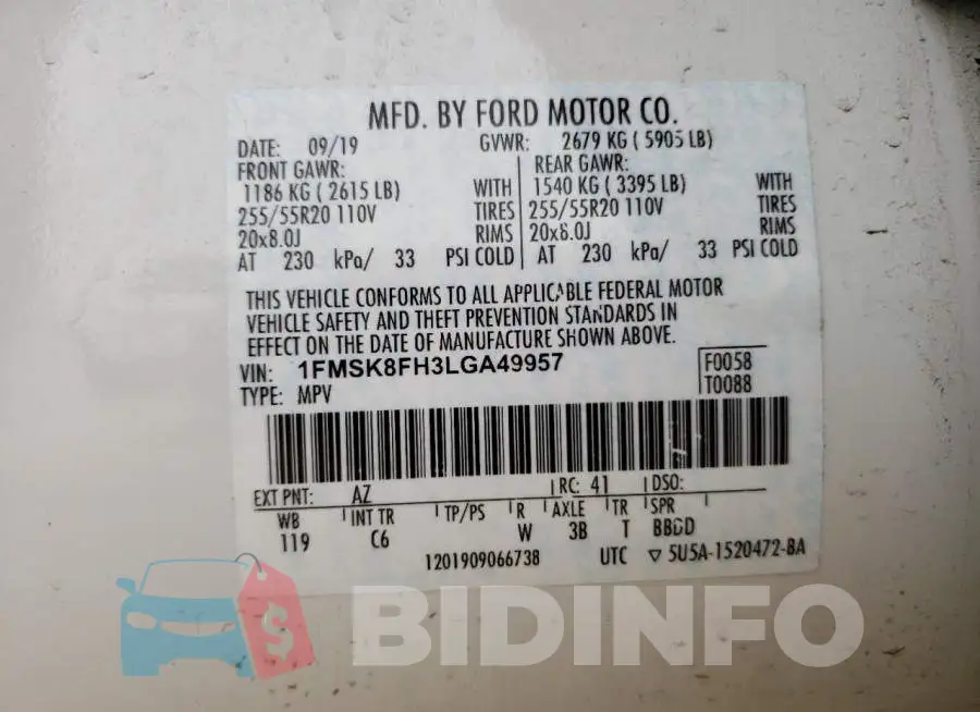 1FMSK8FH3LGA49957 Photo# 13