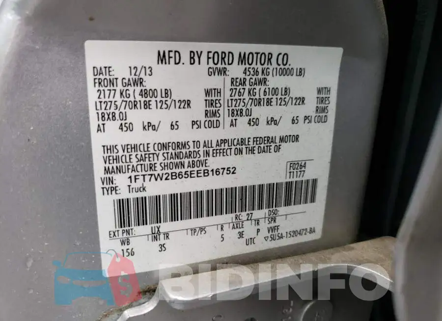 1FT7W2B65EEB16752 Photo# 12