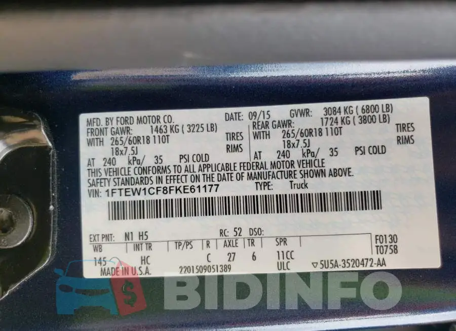 1FTEW1CF8FKE61177 Photo# 12