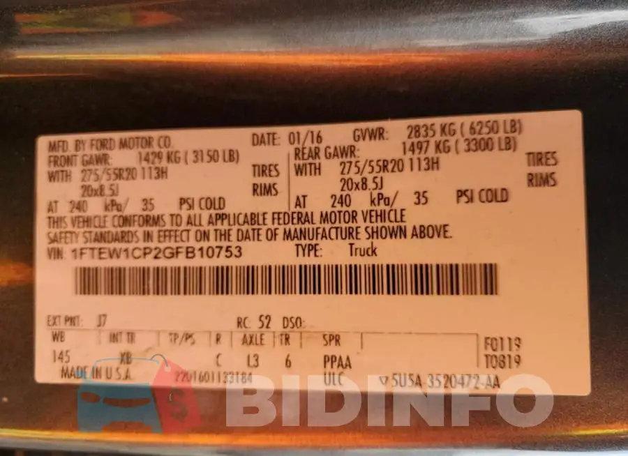 1FTEW1CP2GFB10753 Photo# 12