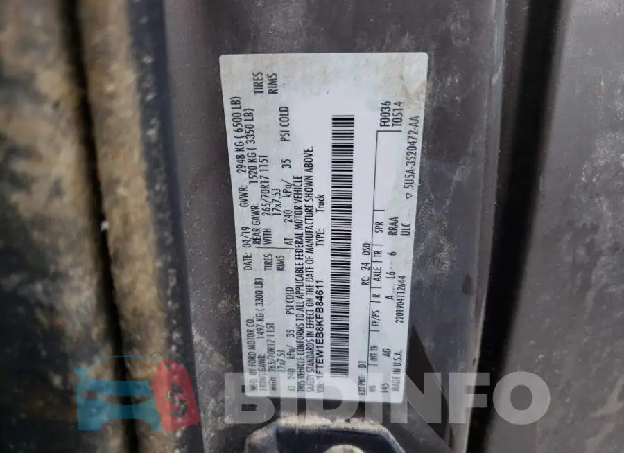 1FTEW1EB8KFB84611 Photo# 10