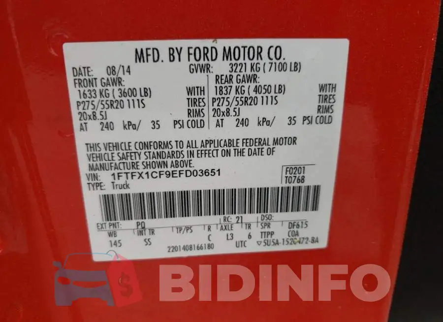 1FTFX1CF9EFD03651 Photo# 12