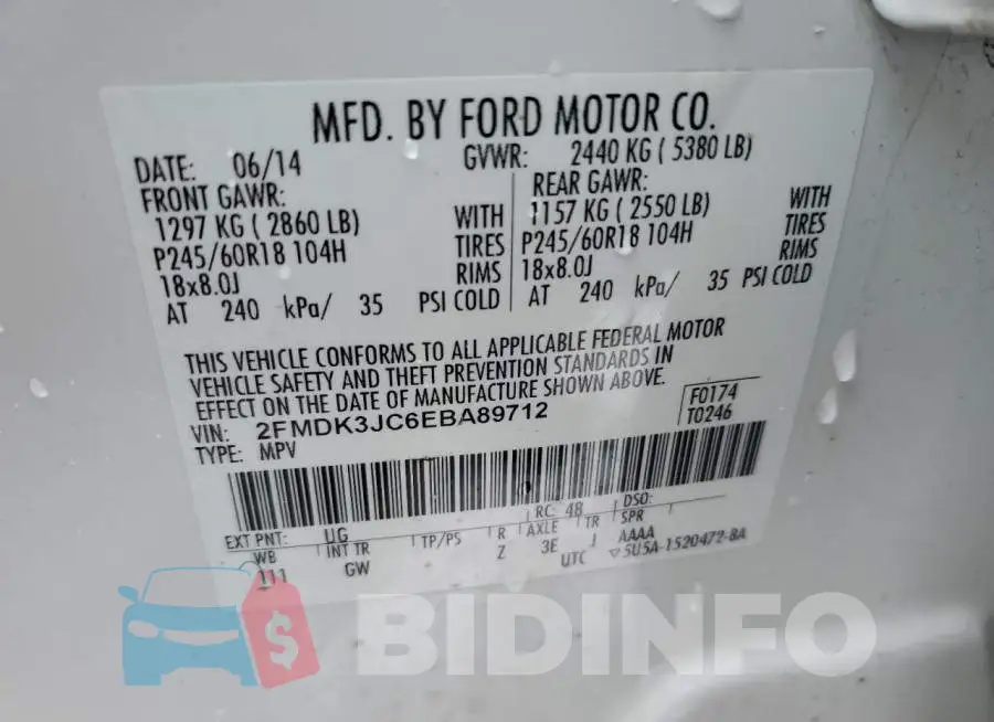 2FMDK3JC6EBA89712 Photo# 13
