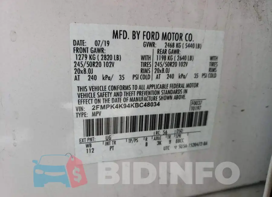 2FMPK4K94KBC48034 Photo# 13