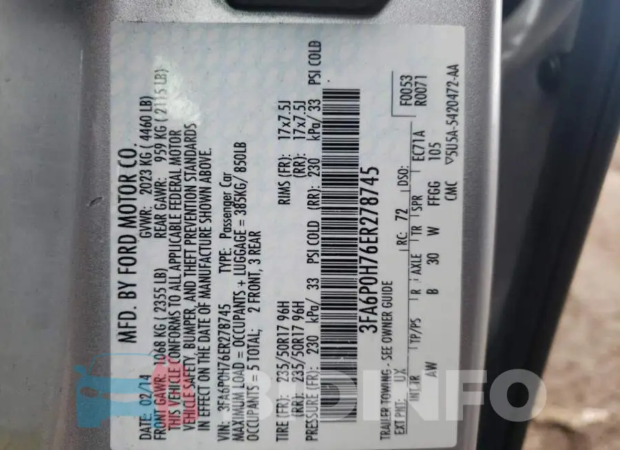 3FA6P0H76ER278745 Photo# 12