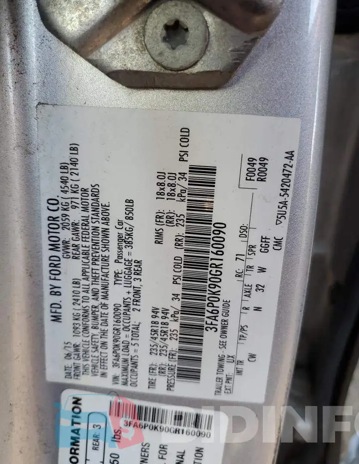 3FA6P0K90GR160090 Photo# 12