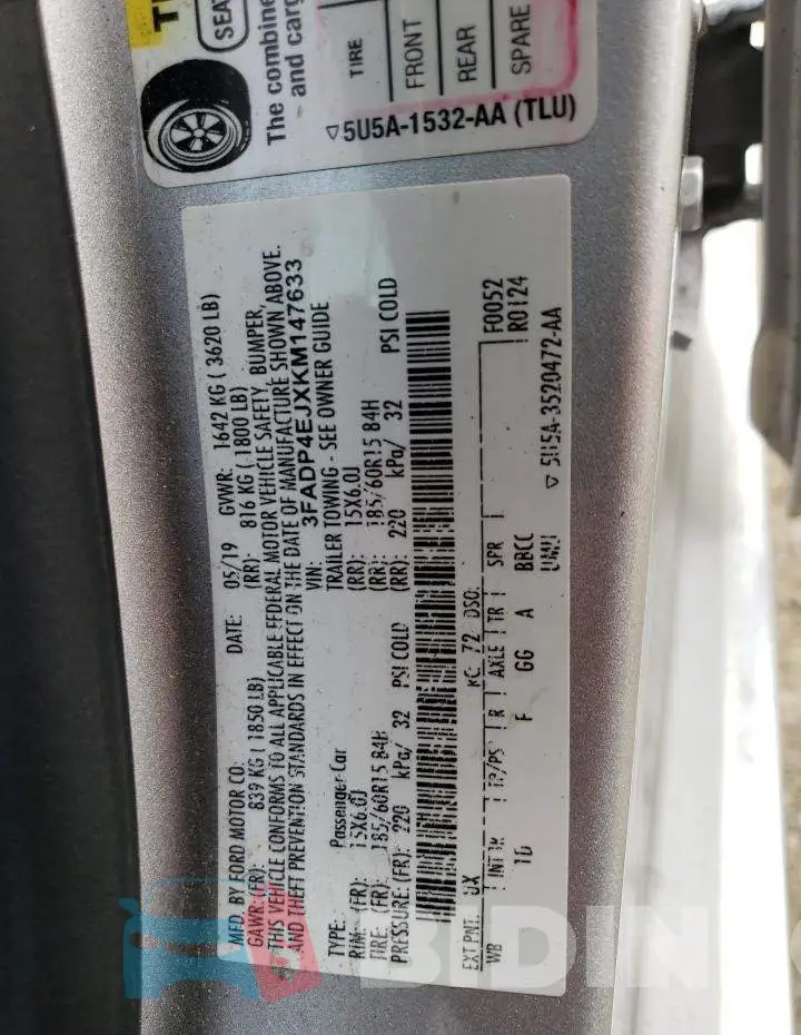 3FADP4EJXKM147633 Photo# 13