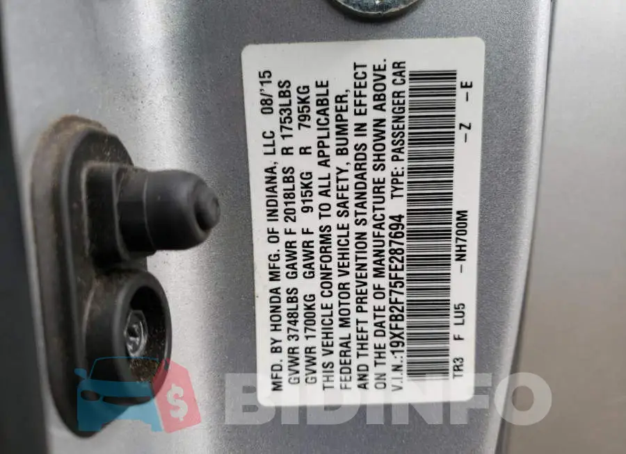 19XFB2F75FE287694 Photo# 12