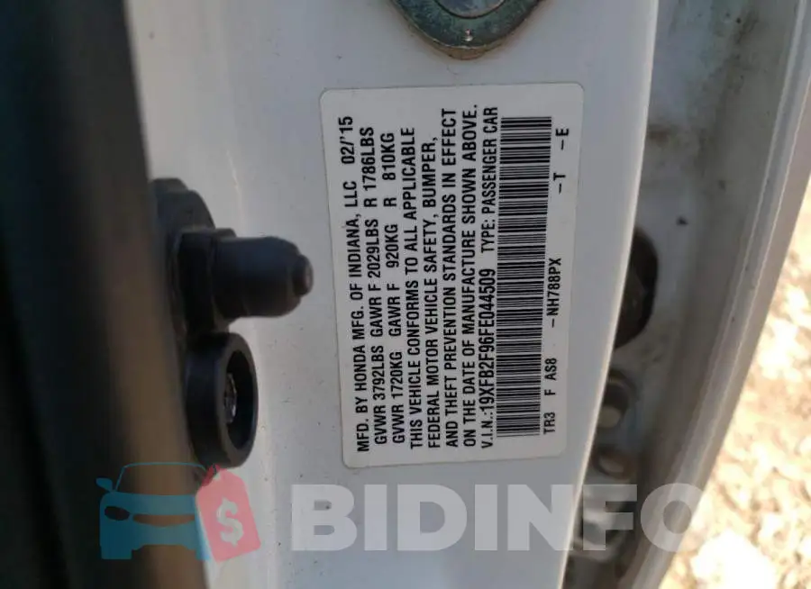 19XFB2F96FE044509 Photo# 12