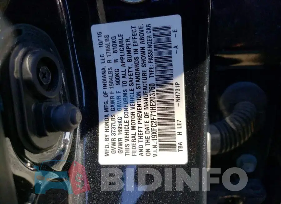 19XFC2F71HE203760 Photo# 12