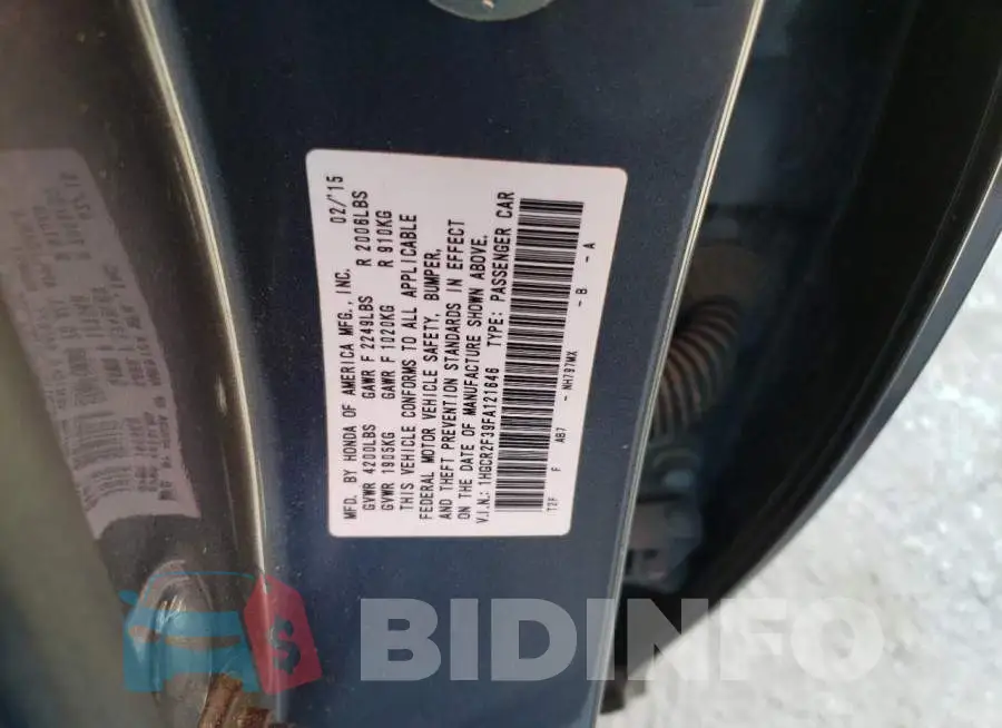 1HGCR2F39FA121646 Photo# 12