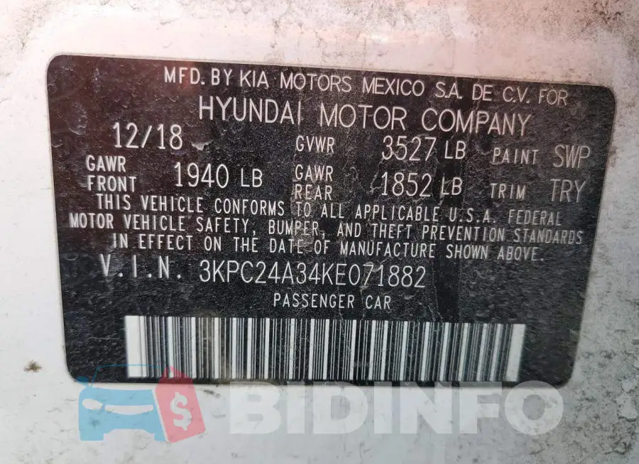 3KPC24A34KE071882 Photo# 13