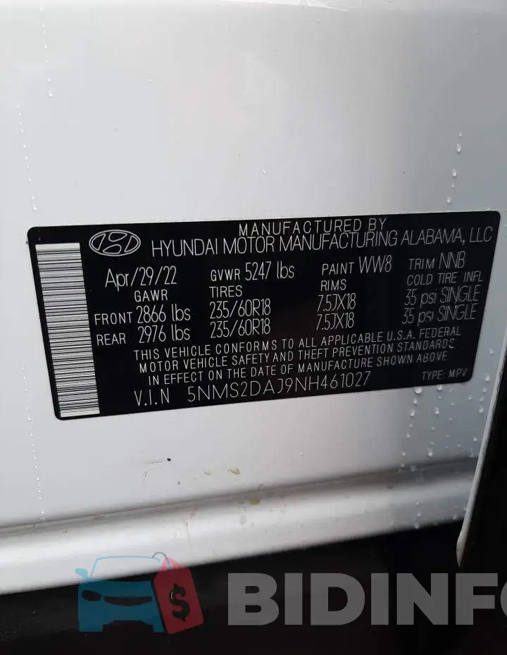 5NMS2DAJ9NH461027 Photo# 12