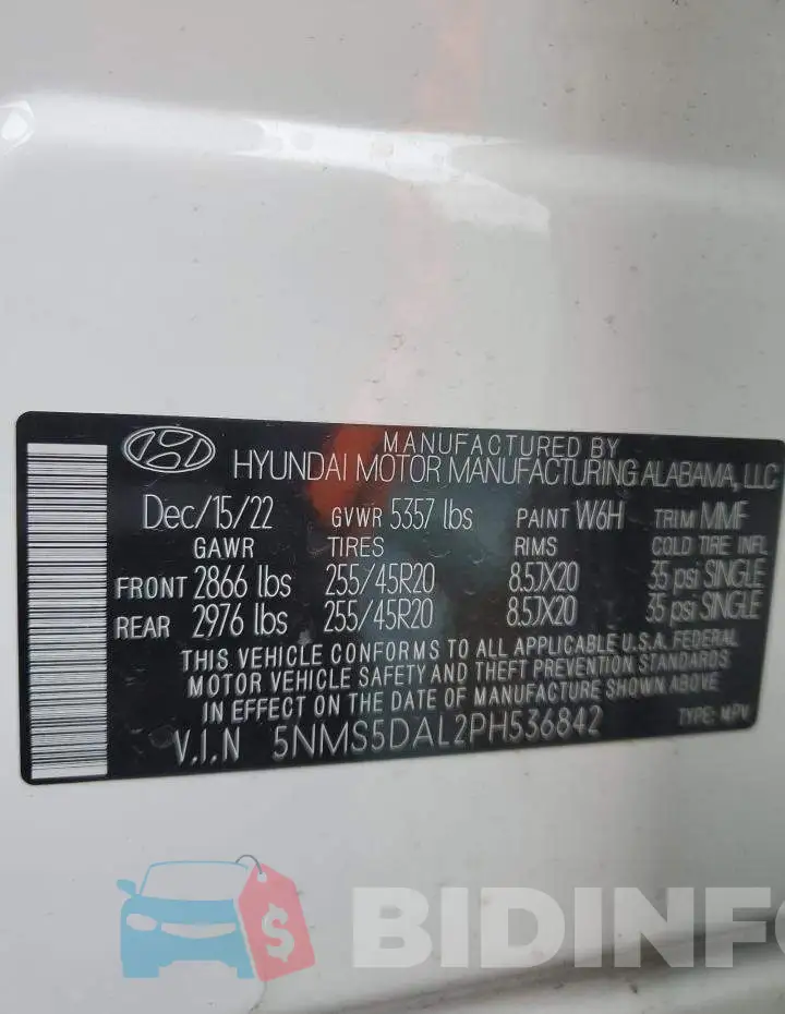5NMS5DAL2PH536842 Photo# 13