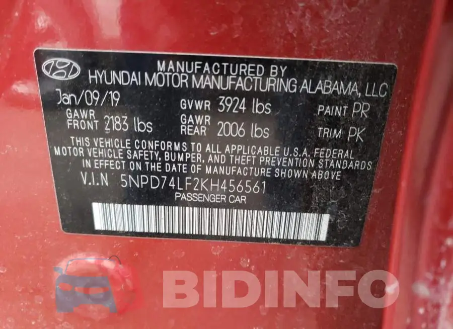 5NPD74LF2KH456561 Photo# 12