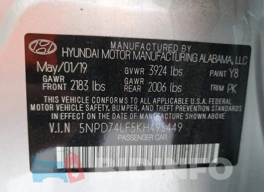 5NPD74LF5KH495449 Photo# 13