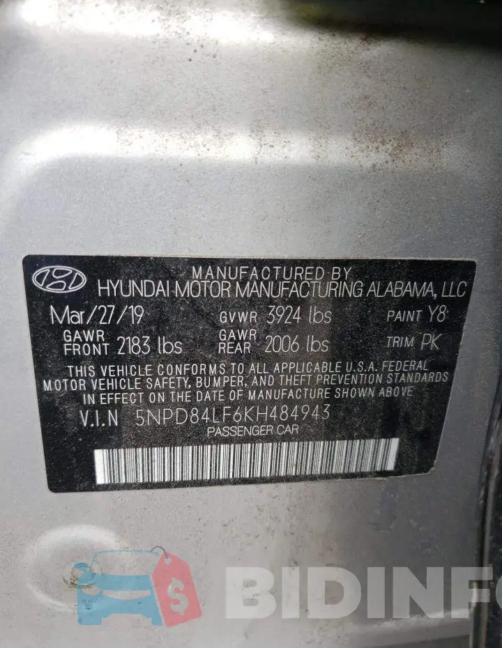 5NPD84LF6KH484943 Photo# 12