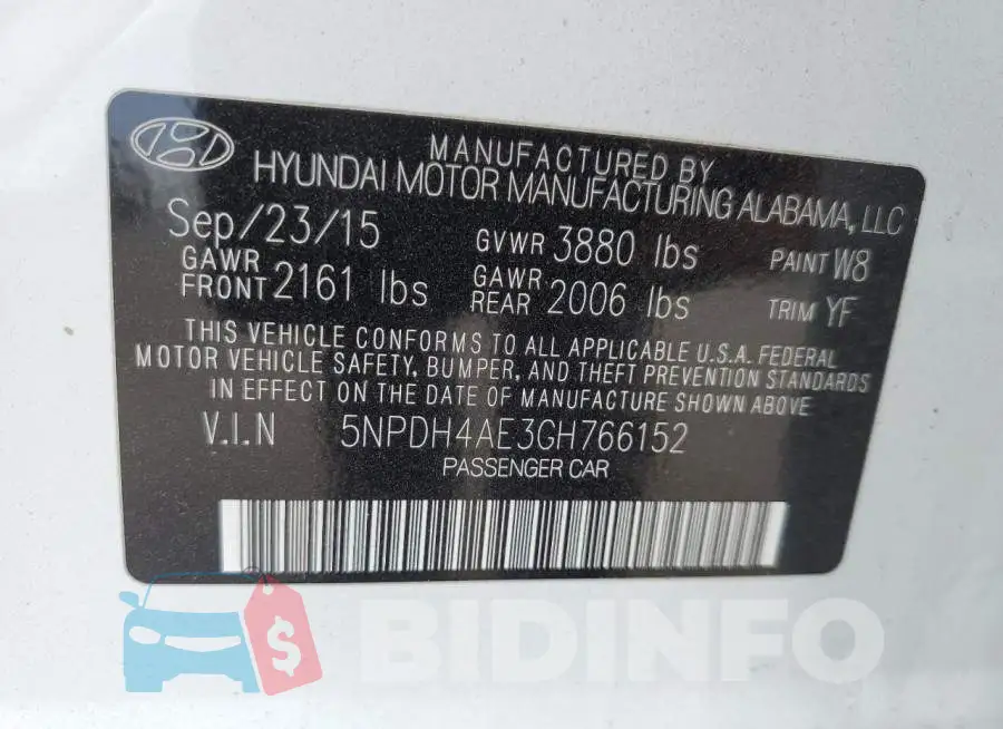 5NPDH4AE3GH766152 Photo# 12
