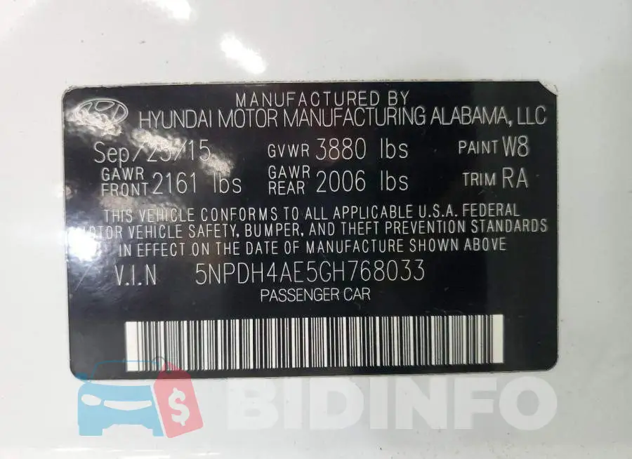 5NPDH4AE5GH768033 Photo# 12
