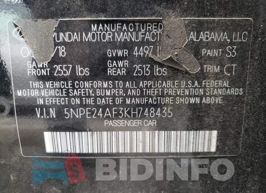 5NPE24AF3KH748435 Photo# 12