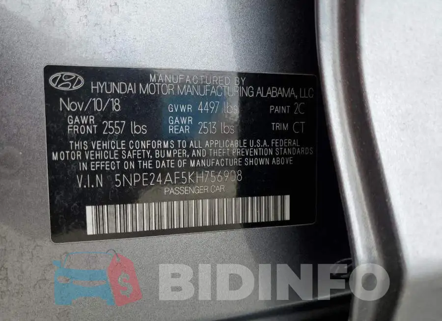 5NPE24AF5KH756908 Photo# 12