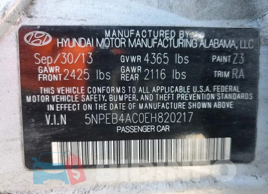 5NPEB4AC0EH820217 Photo# 12