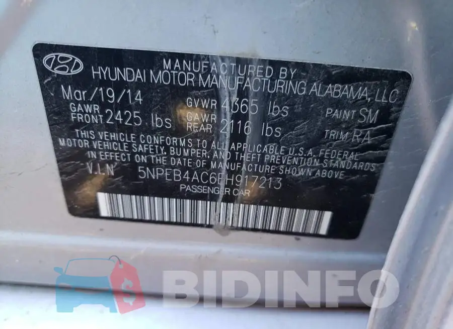 5NPEB4AC6EH917213 Photo# 12