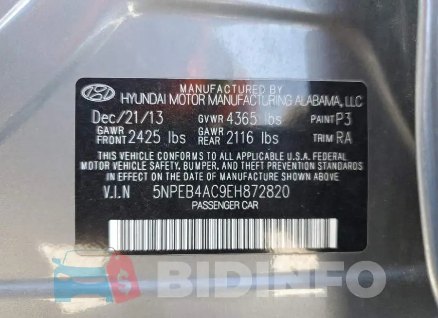 5NPEB4AC9EH872820 Photo# 12