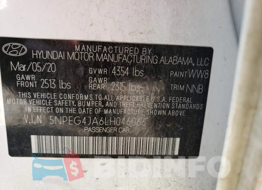 5NPEG4JA6LH046066 Photo# 14