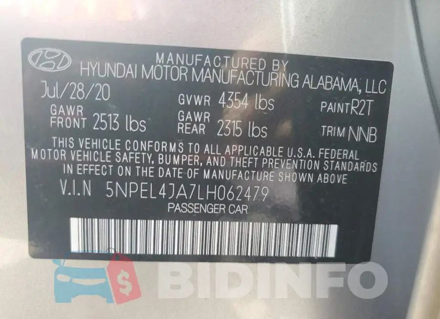 5NPEL4JA7LH062479 Photo# 12