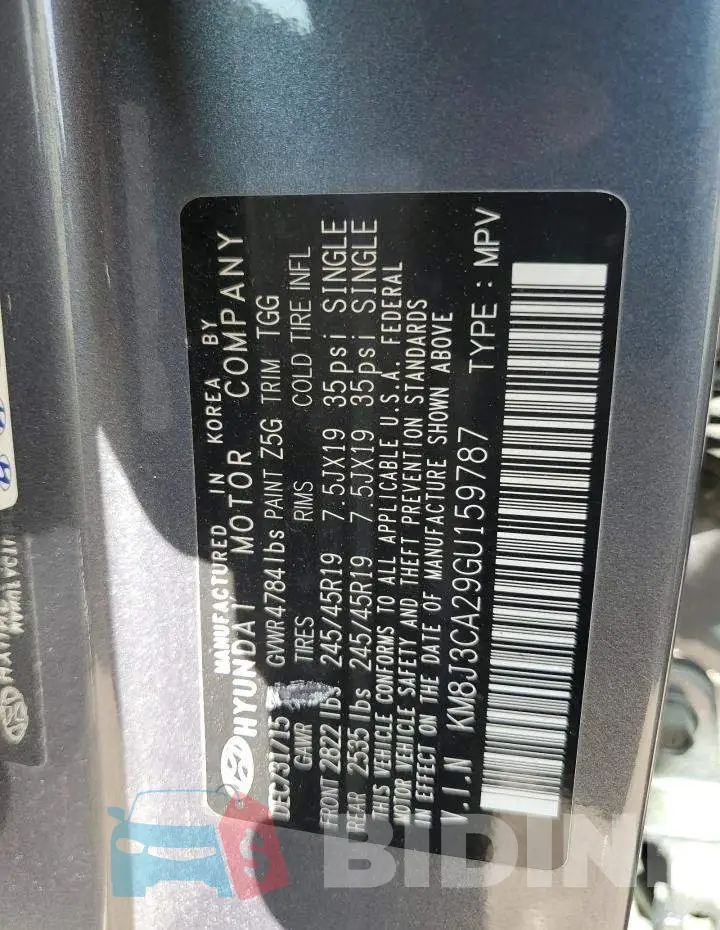 KM8J3CA29GU159787 Photo# 12