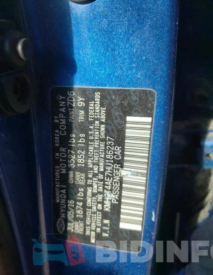 KMHCT4AE7HU186237 Photo# 12