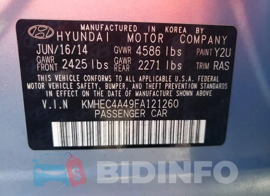 KMHEC4A49FA121260 Photo# 12