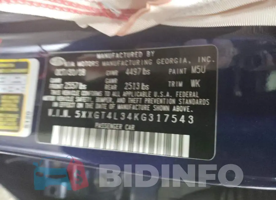5XXGT4L34KG317543 Photo# 12