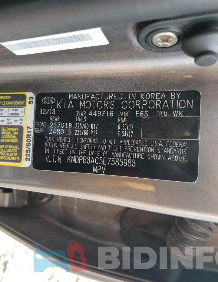 KNDPB3AC5E7585983 Photo# 13
