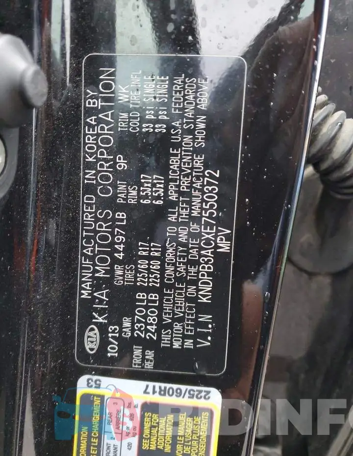 KNDPB3ACXE7550372 Photo# 14