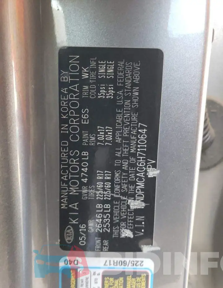 KNDPMCAC6H7110647 Photo# 13