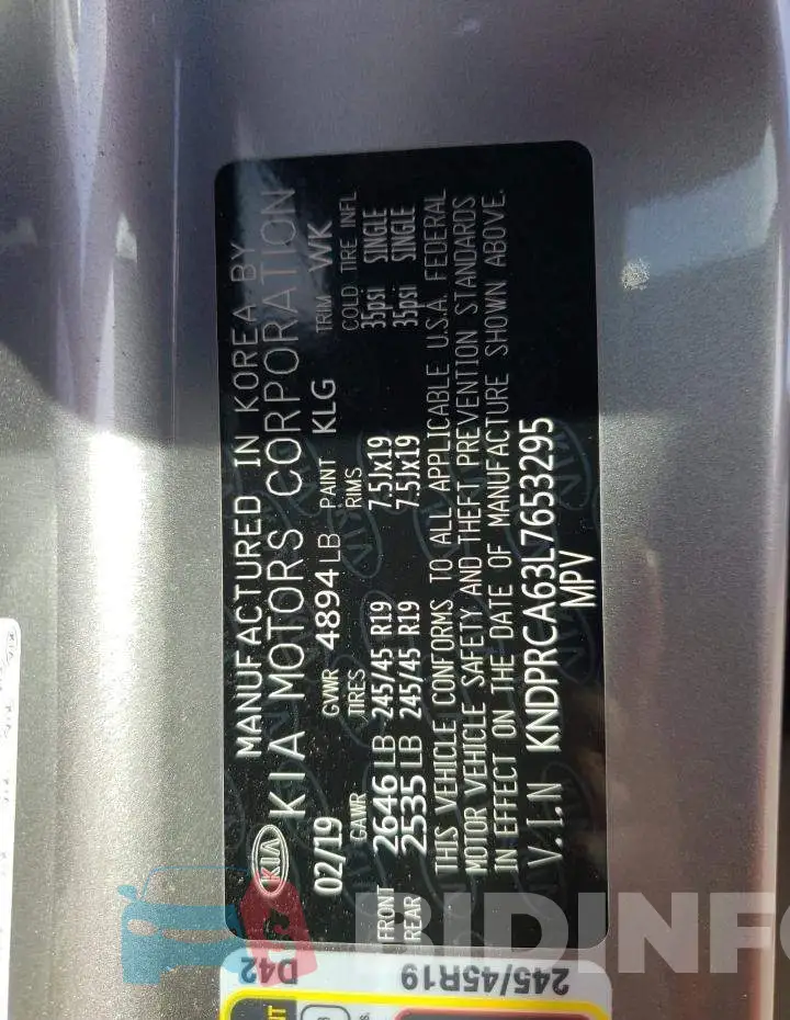 KNDPRCA63L7653295 Photo# 13