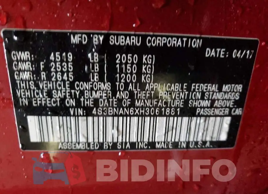 4S3BNAN6XH3061881 Photo# 12