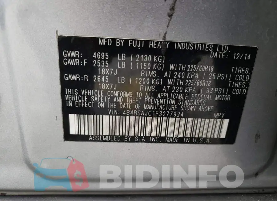 4S4BSAJC1F3277924 Photo# 13