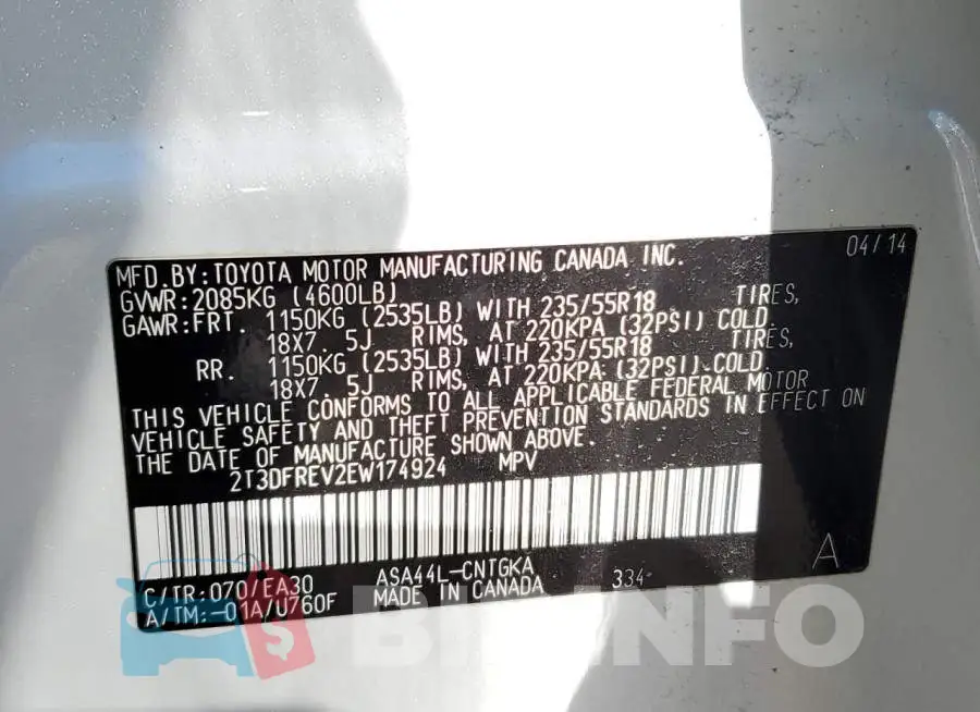 2T3DFREV2EW174924 Photo# 13