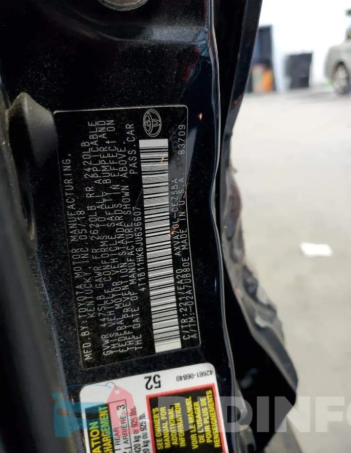 4T1B11HK6JU636607 Photo# 12